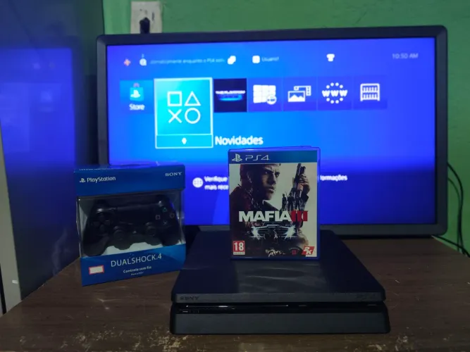 PS4 Slim 500GB + 1 Controle + 1 Jogo