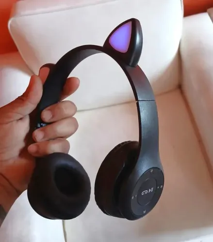 Headphone Bluetooth Infantil com Orelhas de Gato LED X-Cell XC-BTH-63
