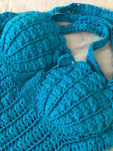 Vestido de crochê azul