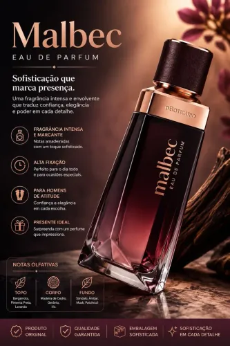 Malbec Eau de Parfum 100ml O Boticário Lacrado Original - Alta Fixação