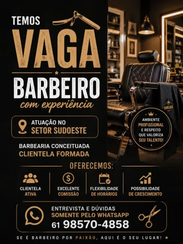Barbeiro para o Setor Sudoeste - Início imediato 