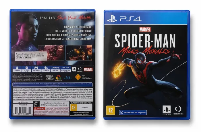 Este é o jogo físico Marvel's Spider-Man: Miles Morales para o console PlayStation 4