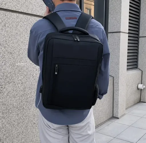Mochila masculina USB para negócios reforçada com tecido Oxford impermeável