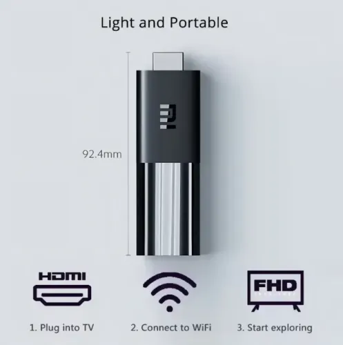 Mi Tv Stick 2a Geração Xiaomi Controle De Voz Full Hd 8gb 1g Cor Preto