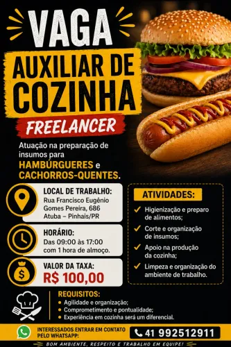 ? VAGA - AUXILIAR DE COZINHA (FREELANCER