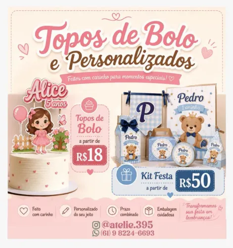 Topos de Bolo e Kit Festa 
