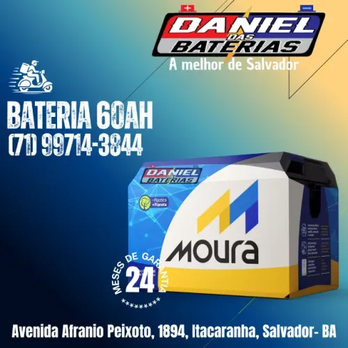 Bateria de carro Moura 60 amperes, em Salvador, Bahia