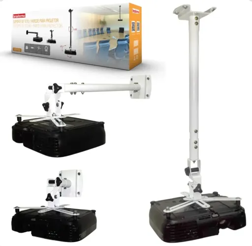 Suporte para Projetor Inclinável Parede / Teto Branco Brasforma 