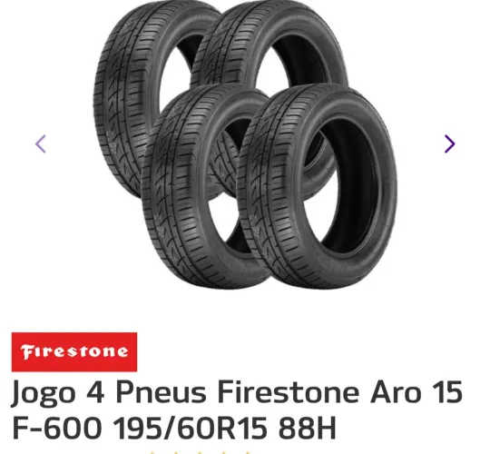 Jogo 4 Pneus Firestone Aro 15 F-600 195/60R15 88H