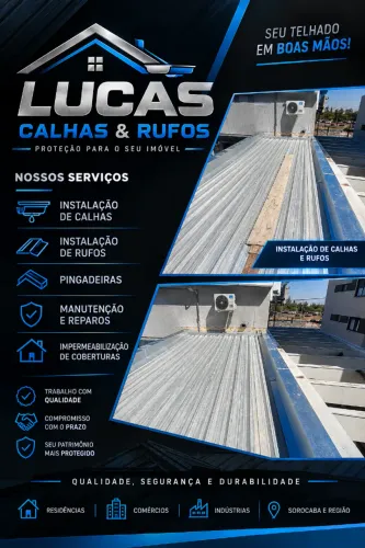Instalação, manutenção e reparos de Calhas, Rufos, etc