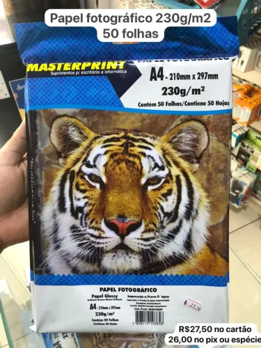 Papel fotográfico 230g/m² 50folhas masterprint