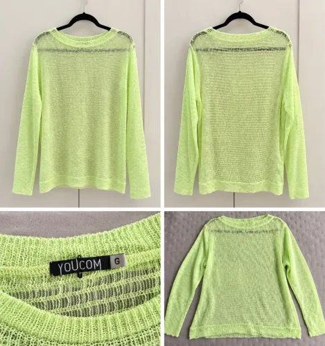 blusa youcom tricô vazado verde-limão g