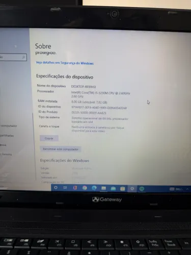 Notebook Gateway I5 3ª 8 gb RAM