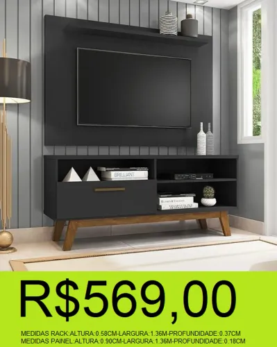 conjunto - rack + painel - compre hoje e receba em até 72 horas
