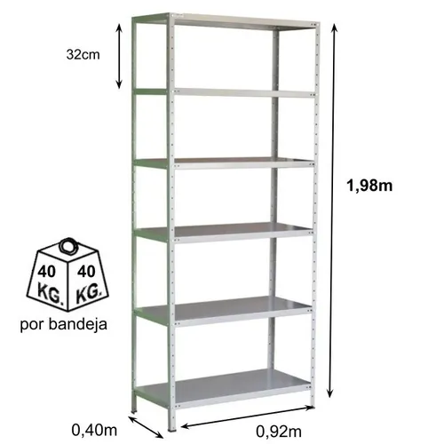 Estante de Aço Amapá 6 chapa 26# Bandejas 40cm Cinza *nova na caixa