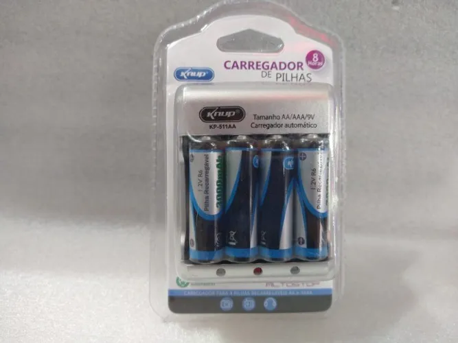 Carregador bateria 9v e pilha aa - aaa knup