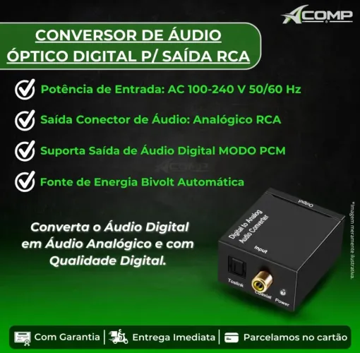 Conversor Digital Óptico para RCA - Bivolt Automático
