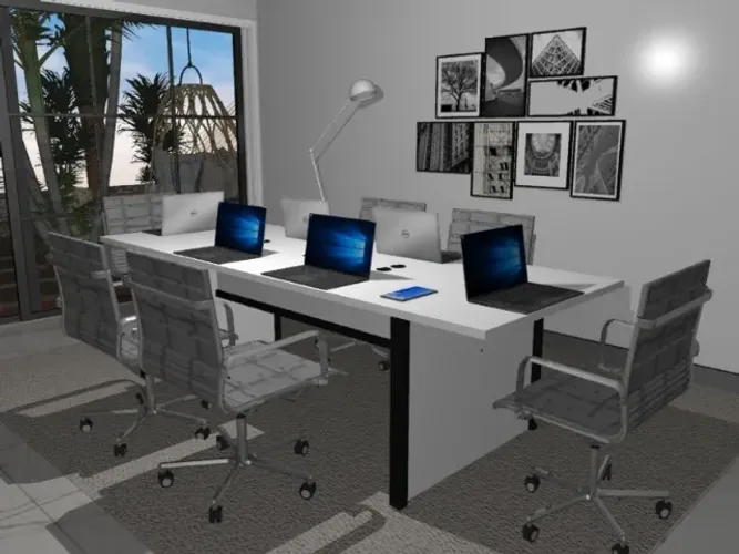 Mesa de Reunião , Em Madeira Maciça com MDF: L200cm x P90cm x A74cm