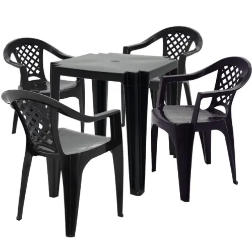 Mesa Plástica Tambaú com 4 cadeiras c/ Braço Iguape **nova**