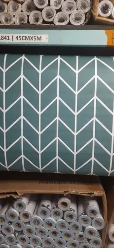 Papel de parede vinil tipo azul marinho detalhes brancos