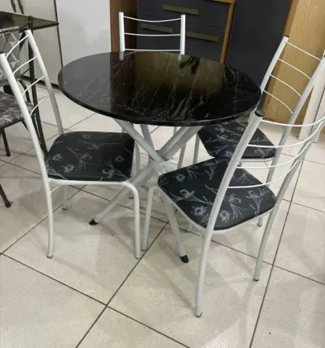 Mesa 4 cadeiras redonda tampo granito - ENTREGA HOJE !!!