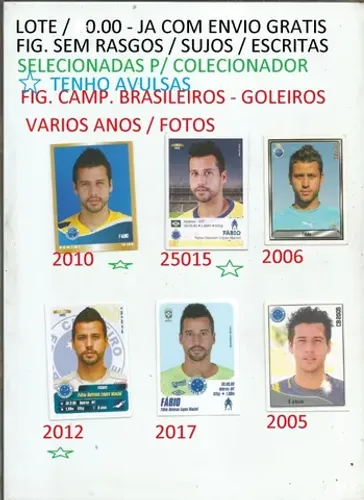 figurinhas fabio - goleiro campeonatos brasileiros varios anos
