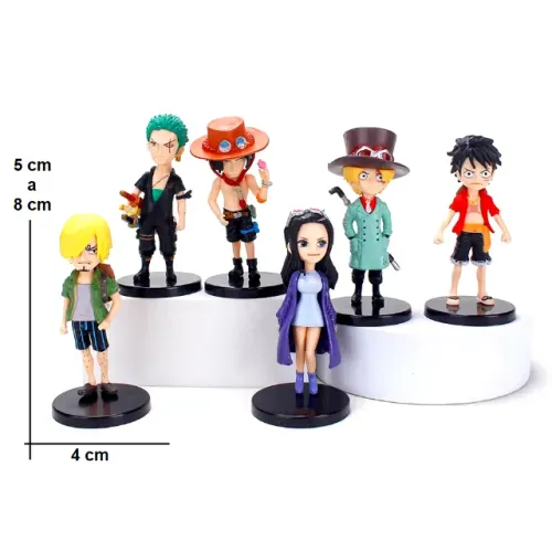Kit com 06 bonecos miniatura, One Piece, action figure