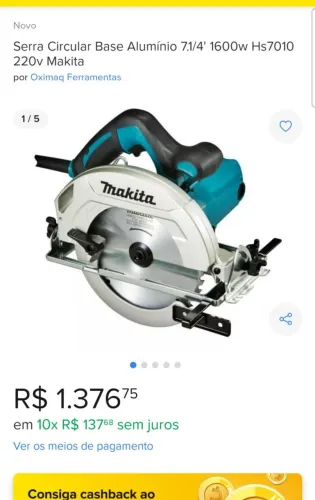 Serra Circular Makita 7.1/4' 1600w Hs7010 aceito trocas