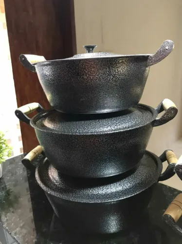 Jogo de 3  Panelas de Ferro Fundido