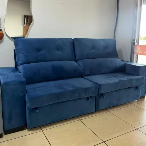 Sofá Azul Confortável e Moderno