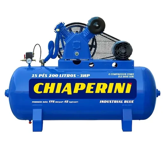 Compressor 15 Pés 250 Lt CHIAPERINI BLUE Motor 3 cv 175 Lb