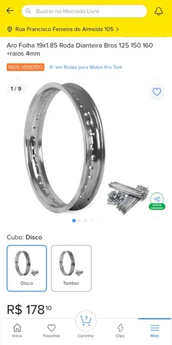 Aro Folha 19x1.85 Roda Dianteira Bros 125 150 160 +raios 4mm