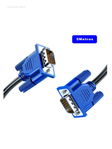 Cabo Vga 5 Metros Monitor Lcd Pc Tv Projetor Blindado
