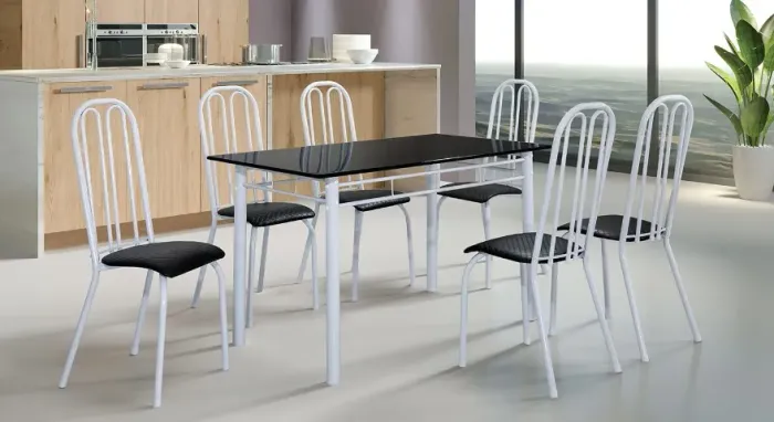 Conjunto de Jantar com Mesa em Granito e 4 Cadeiras 