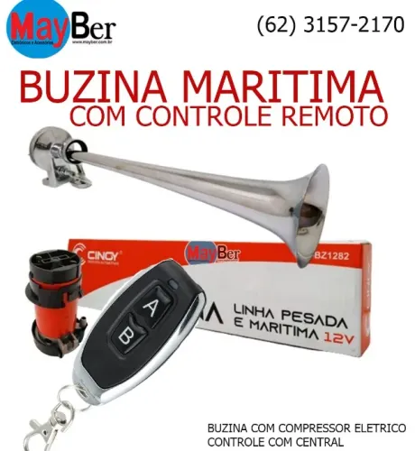 Kit Buzina Marítima 45cm Compressor 12v Com Controle