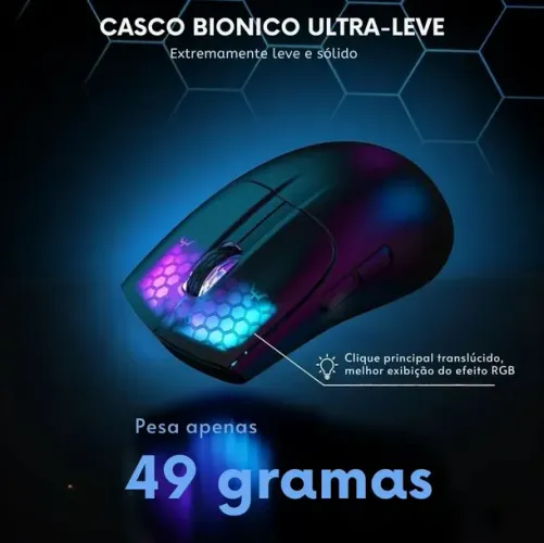 Mouse Attack Shark X5 - 2.4G, TRI-MODE, PAW3212 4000DPI, efeito de iluminação RGB - Preto