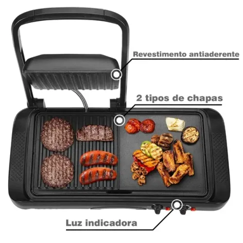 Chapa eletrica grill sanduicheira grande