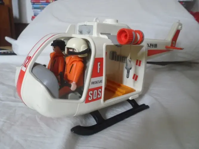 Playmobil Helicóptero Geobra 1974 faltando peças 32 cm