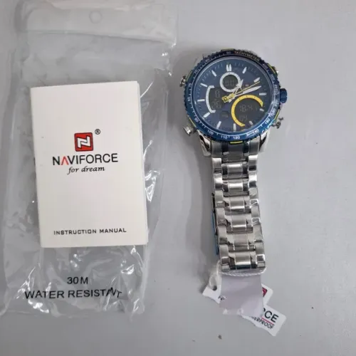 Relógio Naviforce NF9163 - Masculino, Aço Inox, Fundo Preto - Novo e Original