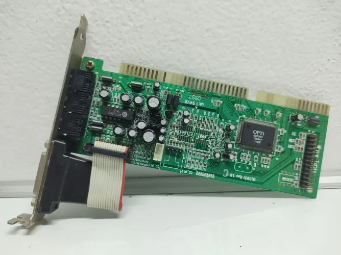 Placa de Som ISA Vintage OPTi 82C931 com Porta Game/MIDI + Cabo Ribbon CD Audio