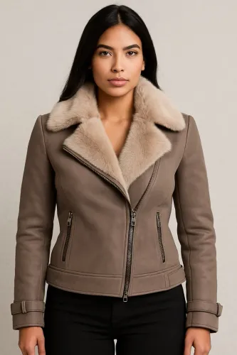 Jaqueta Biker de Pelo Le Lis Blanc P