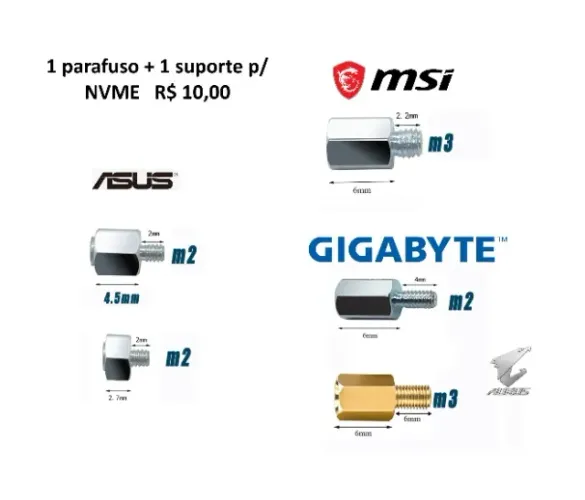 Parafuso de fixação m2 nvme placa mãe Gigabyte asus msi