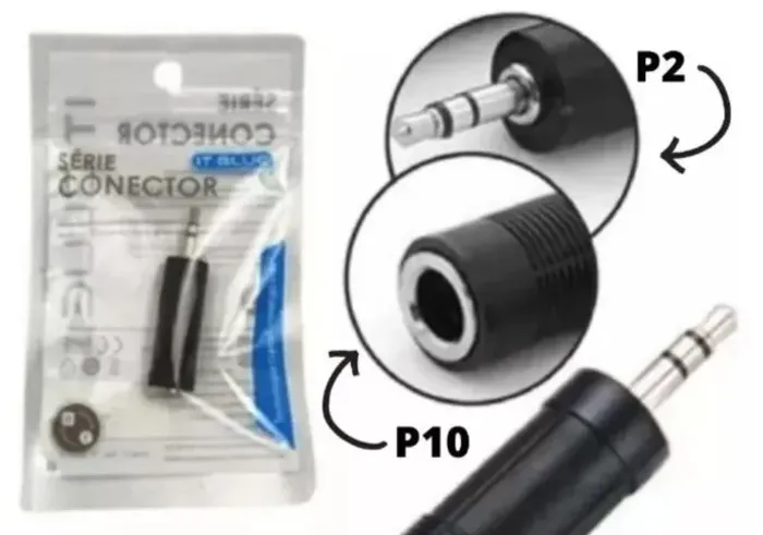 Adaptador Plug  P10 Femea Para P2 Macho Estereo De Áudio  Arduino Automação COD-CP820 