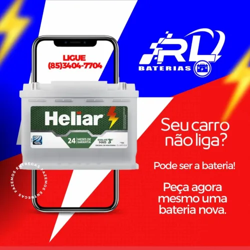 Bateria Heliar 2 anos de garantia - Nova todas as amperagem RL baterias