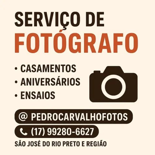 Serviço de Fotografia - Casamentos, Aniversários e Ensaios