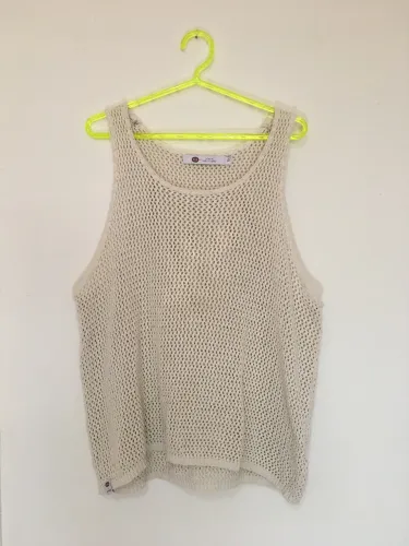 Camiseta tricot na cor cru P unisex