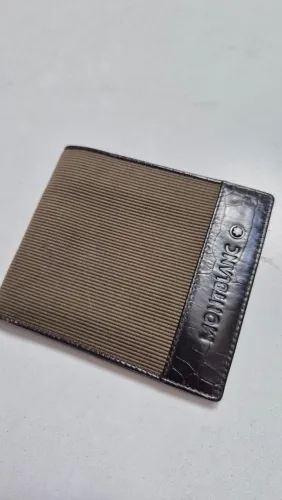 Carteira Montblanc original couro autêntico estampa de crocodilo seminova
