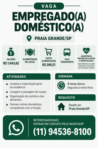 Empregada doméstica com registro e benefícios CLT