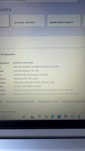 Notebook Lenovo i5 12 Th 12ram ssd 500 placa de vídeo
