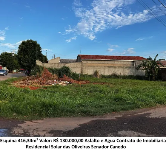 Leia a descrição: Esquina 416,34m² (Asfalto e Agua) Residencial Solar das Oliveiras - Sena